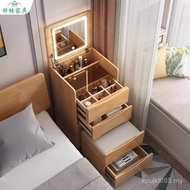 Nordic Small Apartment Multifunctional Solid Wood Bedside Bedroom Dressing Table Bedside Table Integ
