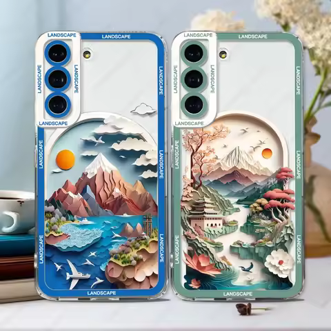 Case For Samsung Galaxy S25 S24 S20 S21 FE S22 Plus S23 Ultra A35 A55 A54 5G Soft Cover 3D Landscape