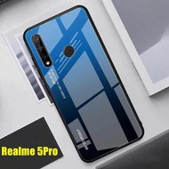 Case Realme 5Pro เคสกระจก เคสกันกระแทก เคสเรียวมี 5Pro เคสกระจกไล่สี ขอบนิ่ม เคส Realme5pro เคสกระจกสองสี
