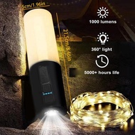 Camping Lantern with String Light(33Ft) Rechargeable 4000MAh Charger Bank IP44 Waterproof Camping St