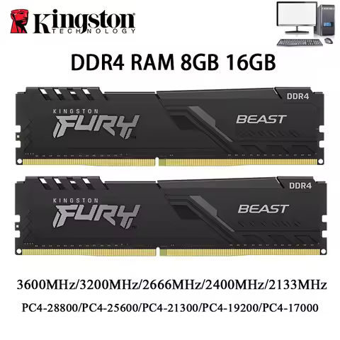 Kingston BEAST Memoria DDR4 Desktop RAM 32GB 16GB 8GB 3600 3200 2666 2400 MHz Memory 288Pin DDR4 DIM