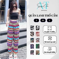 Alibaba brocade long linen pants with hem