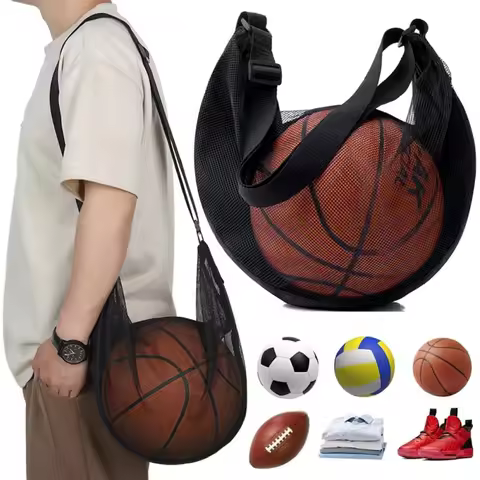 2/1pc Single Ball Mesh Bag Adjustable Shoulder Strap Basketball Soccer Volleyball Storage Net Bag Sp