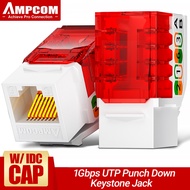 AMPCOM CAT6 RJ45 Keystone Jack Module Connector Network Coupler Ethernet Wall Jack 90° Punch Down Ob