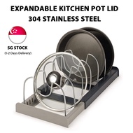 【SG STOCK】Expandable Stainless Steel Kitchen Pot Lid Holder Expandable Pan Organizer Rack Pot Rack Kitchen Under Sink Rack Dish Rack Kitchen Organizer Holder Drawer Type Adjustable Utensils