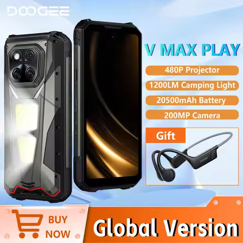 DOOGEE V MAX PLAY 5G Projector Rugged Phone 16GB 512GB Dimensity 7300 6.78" 120Hz Dual Camping Light