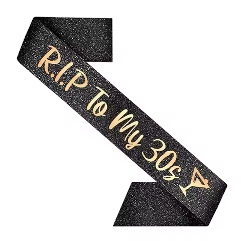 20/30/40th Birthday Sash Decorations RIP to My 20s Sash Black with Rose Gold Letters Sash