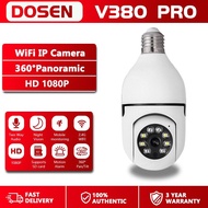 DOSEN V380 PRO 100% Original CCTV camera connect cellphone bulb  Indoor home Auto Tracking wifi 360 ° rotation 3D Panoramic Security 1080p two way audio Voice IP Camera  for house
