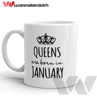 Custom Mugs, Custom Printed Glasses, Unique Mugs, Birthday Gift Mugs, January Queens 8