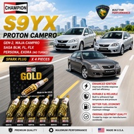 PROTON SAGA BLM FL FLX EXORA (NO TURBO) PERSONA GEN-2 WAJA CAMPRO CHAMPION GOLD SPARK PLUG X 4 PIECE