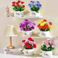 Dopamine Artificial Carnation Realistic Potted Flower Bonsais Home Wedding Decor