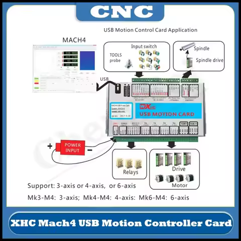 NEW XHC Mach4 USB Breakout Board 3 4 6 Axis USB Motion Control Card 2000KHz Support Windows7/10 for 