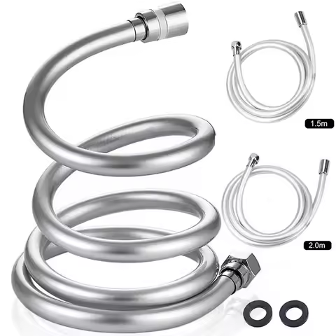 1.5/2/3/4M PVC High Pressure Silver Smooth Shower Hose For Bathroom Handheld Flexible Plumbing Anti