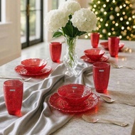 Set of 6 CRISTA HOME glassPieces with embossed mesh pattern in Rubi color: 80054-R
