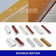 Lis Plafon PVC 4 meter tanpa lem motif putih dan kayu -DE Plafon Batam