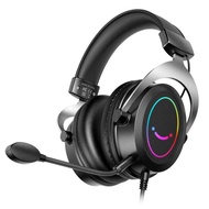 Fifine H3 Gaming Headset with Stereo Sound/Detachable MIC/RGB/Line Control Over-Ear Headphone for PC