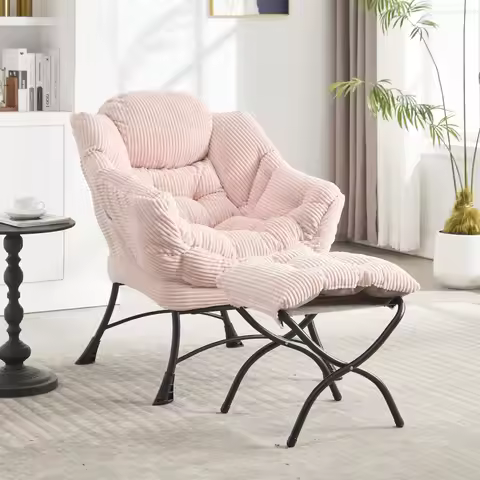 Vinsetto Lazy Chair with Ottoman, Pink