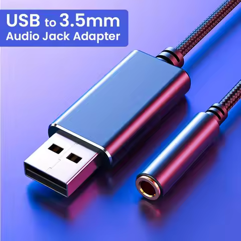 USB to 3.5mm Jack Audio Cable USB to Aux Adapter External Stereo Sound Card Support USB to TRRS 4-Po