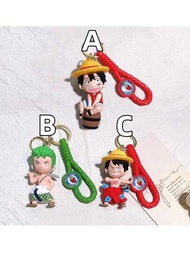 Llavero unisex de dibujos animados Anime ONE PIECE Roronoa, lindo colgante ornamento para llaves de coche y mochila, regalo para niños y niñas