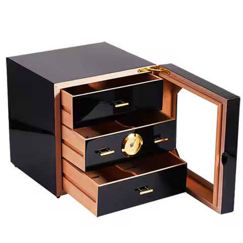 Black High Gloss Piano Lacquer Humidor Humidor Cedar Wood Humidor Piano Lacquer Humidor