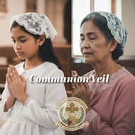 First Communion Veil | Round Lace Veil | Fine Lace Mantilla Veil | Church Veil | Belo