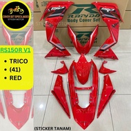 RAPIDO Cover Set Honda Rs150r V1 V2 V3 Trico (41) Red White Body Cover Coverset Sticker Tanam Stripe Tanam