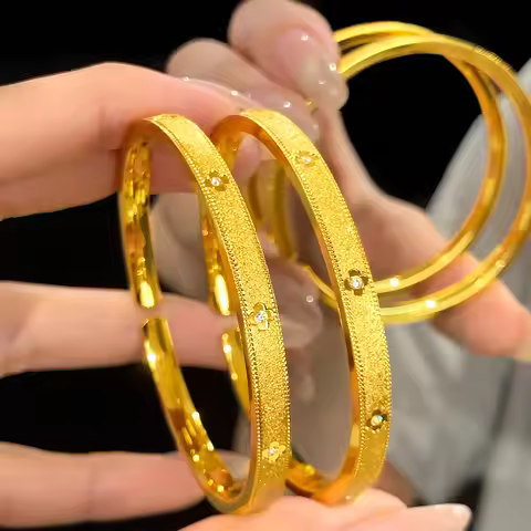 women matte open gold bangle containing 24K pure gold AU999 shows graceful charm for formal occasion