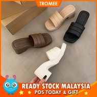 TROMEE✨ GENIA 2323 Ladies Chunky Heels Shoes Women Simple Fashion Platform Square Heel Kasut Tinggi 