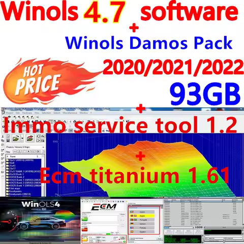 Newest winols 4.7+ 93GB winols damos BIG PACK (NEW) 2020 2021 2022+ ECM TITANIUM 1.61 With 26000+ im