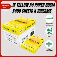 IK Yellow A4 Paper 80gm X450 Sheets X 10Reams