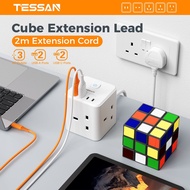 TESSAN Cube Extension Cord Multi Extension Plug Adapter with Swtich and USB C Socket Power Strip