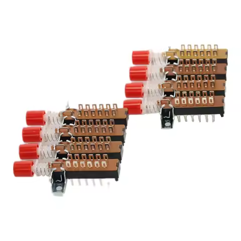 4P2T 4 Rows Interlock Push Button Knob Piano Key Switch 2 Pcs