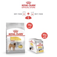 [เซตคู่สุดคุ้ม] Royal Canin Medium Dermacomfort 3kg + [ยกกล่อง 12 ซอง] Royal Canin Dermacomfort Pouch Loaf อาหารเม็ดสุนัขโต พันธุ์กลาง + อาหารเปียกสุนัขโต สำหรับผิวแพ้ง่าย อายุ 1 ปีขึ้นไป (โลฟเนื้อละเอียด Dry Dog Food Wet Dog Food โรยัล คานิน)
