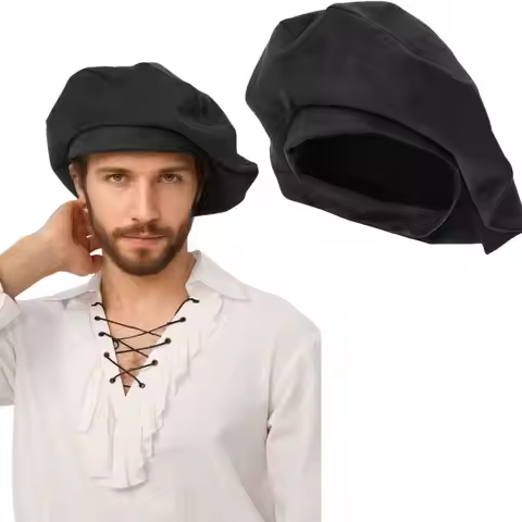 WENAM Tudor Suede Hat Medieval Unisex Beret Hat High Quality Velvet Medieval Tudor Suede Hat Muffin 