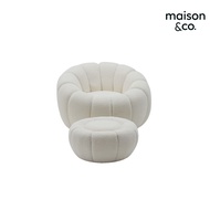 SB Design Square MAISON CO. อาร์มแชร์+สตูล รุ่น MOONEY สีครีม (92x89x64 ซม.)