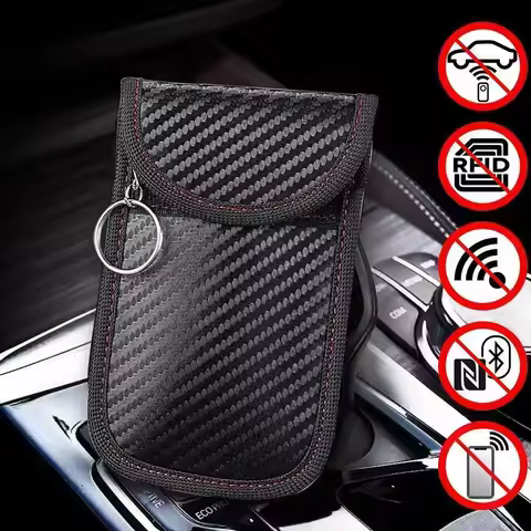 1 Pcs Car Key Signal Shielding Bag FOB Signal Blocker Bag RFID Electromagnetic Key Bag to Prevent Cr