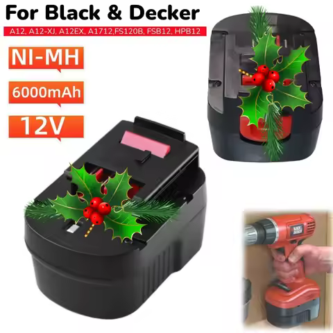 AIMJIN for Black Decker Battery 12V 6.0Ah 6000mAh A12E A12 / HP122K CD PS HP126F2K