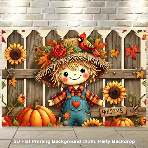 2D plan, 1 piece, autumn harvest scarecrow and sunflower wall hanging background, with grid and grid