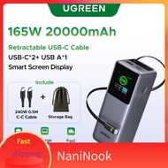 NaniNook  UGREEN 165W 2C1A with 65cm Retractable USB-C Cable Power Bank Portable 20000mAh PD Fast Ch