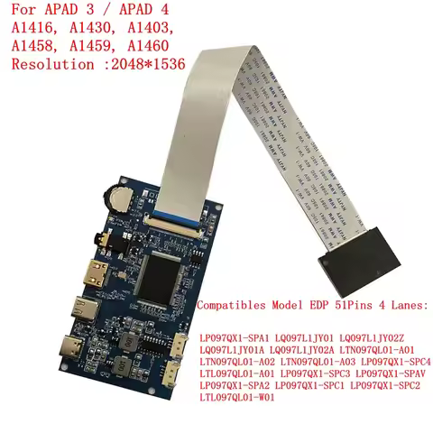 HDMI Type-c Controller Driver Board For IPAD3 / 4 2K 2048X1536 LP097QX1 A1416 A1430 A1403 A1458 A145