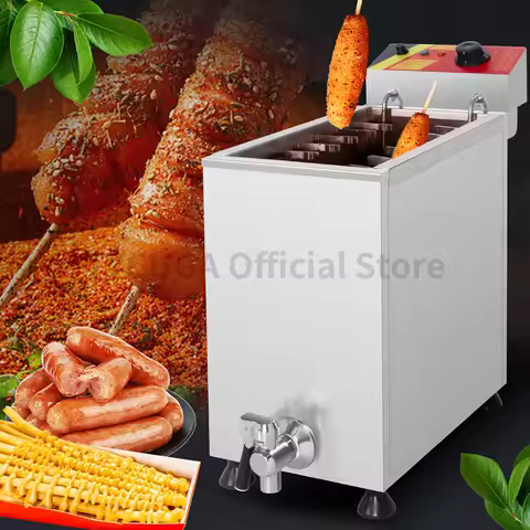 Gas Cheese Hot Dog Fryer Commercial Electric Deep Fryer Machine Automatic 25/21L Large Capacity Stic