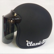 helm bogo retro classic dewasa warna hitam doff kaca datar hitam