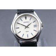 Vintage 1990 [Exc+4] Seiko 7N42-0EY0 Silver Date White 38mm Quartz Men's Watch
