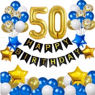 (SG Seller) 50th Birthday Decorations, 50th Birthday Balloon, Black and Gold Birthday Decorations Se