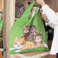 【捲捲貓提袋】摺疊收納環保購物袋 - 虎斑款