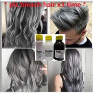 (FREE bleach set) Direct ash grey Hair Color Kit (10minutes )100ml+Free Bleach&Peroxide(100ml) hair 