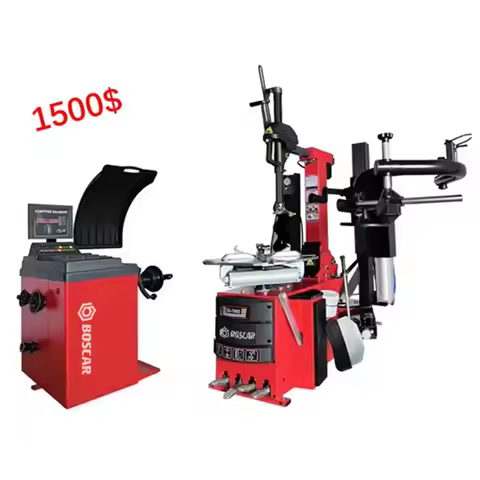 Full Automatic 24" Lean Back Tire Changer & Tire Balancer Combo Swing Arm Tyre Changing Wheel Balanc