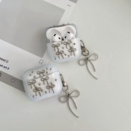 Airpods Case Earphone Silver Bow Pattern For 1/2 gen2 pro1 Pro2 gen3 4 i11 i12 Airpods4 Airpods3