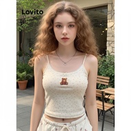 Lovito Women's Casual Tank Top with Cartoon Flowers and Bow Detail LNE60267