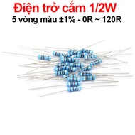 [Cheap Combo] (50 pieces) Plug-in resistor 1/2W 5 color rings ±1% - value 0R to 120R